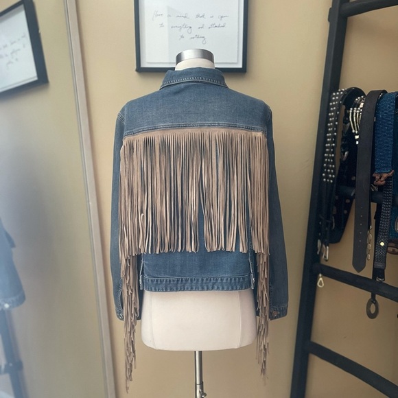 CHICO FRINGE jean jacket size 1 (M/8) - Picture 2 of 4